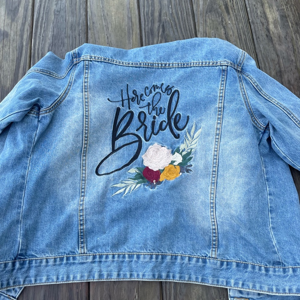 Size medium “here comes the bride” Jean jacket!